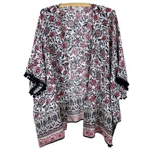 Umgee USA Botanical Boho Lightweight Tasseled Kimono S/M